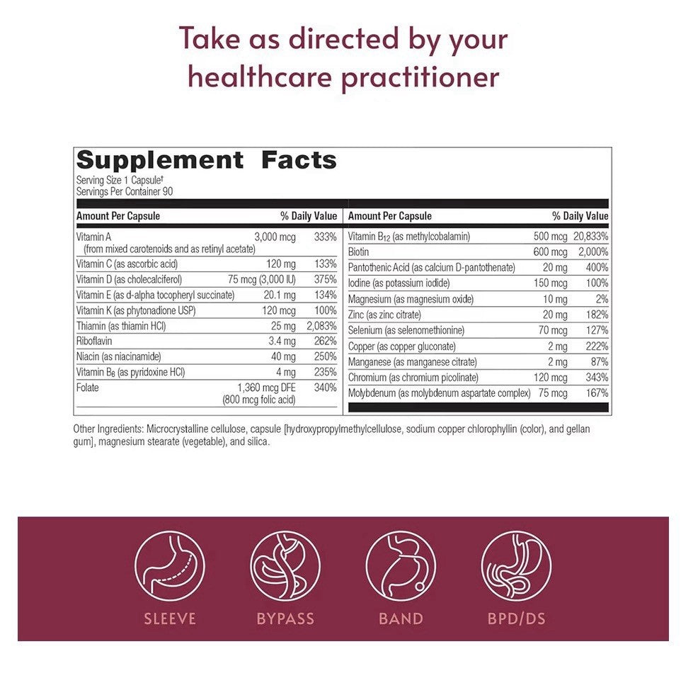 Bariatric Advantage Ultra Solo with Iron Multivitamin Bariatric Patients 90 Caps