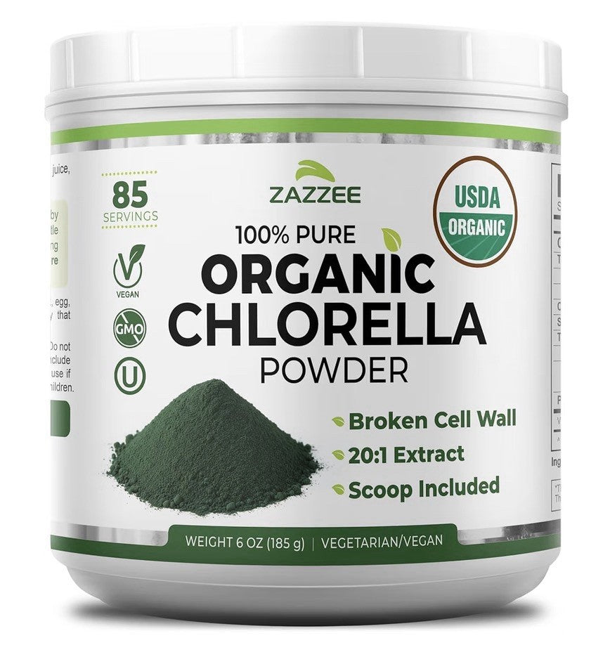 Zazzee Organic Chlorella Powder Broken Cell Wall 6 oz Pure 85 Servings