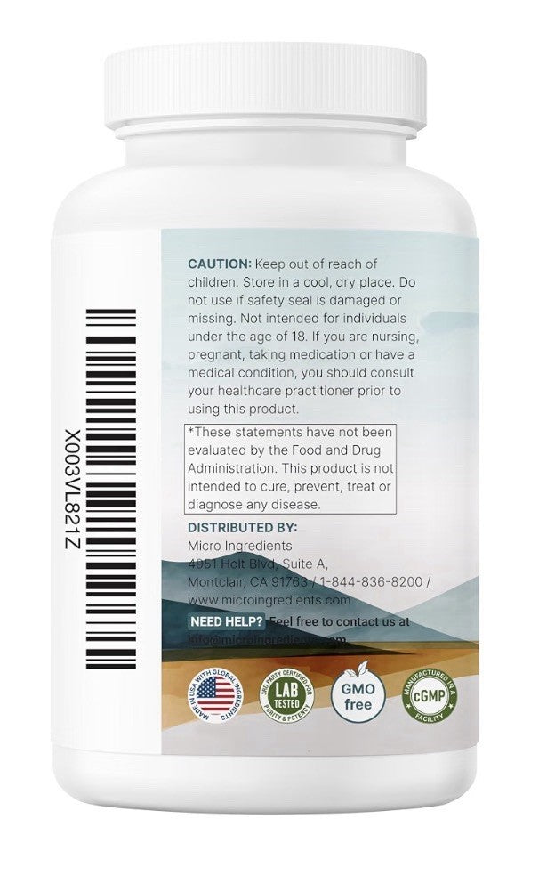 Micro Ingredients Magnesium Glycinate 500mg Per Serving 240 Capsules