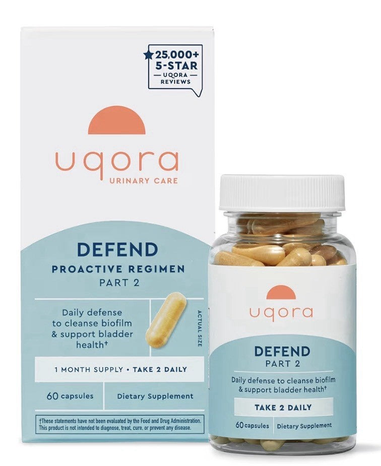 Uqora Defend Urinary Tract Health Supplement Support Biofilm Bladder Health 60ca