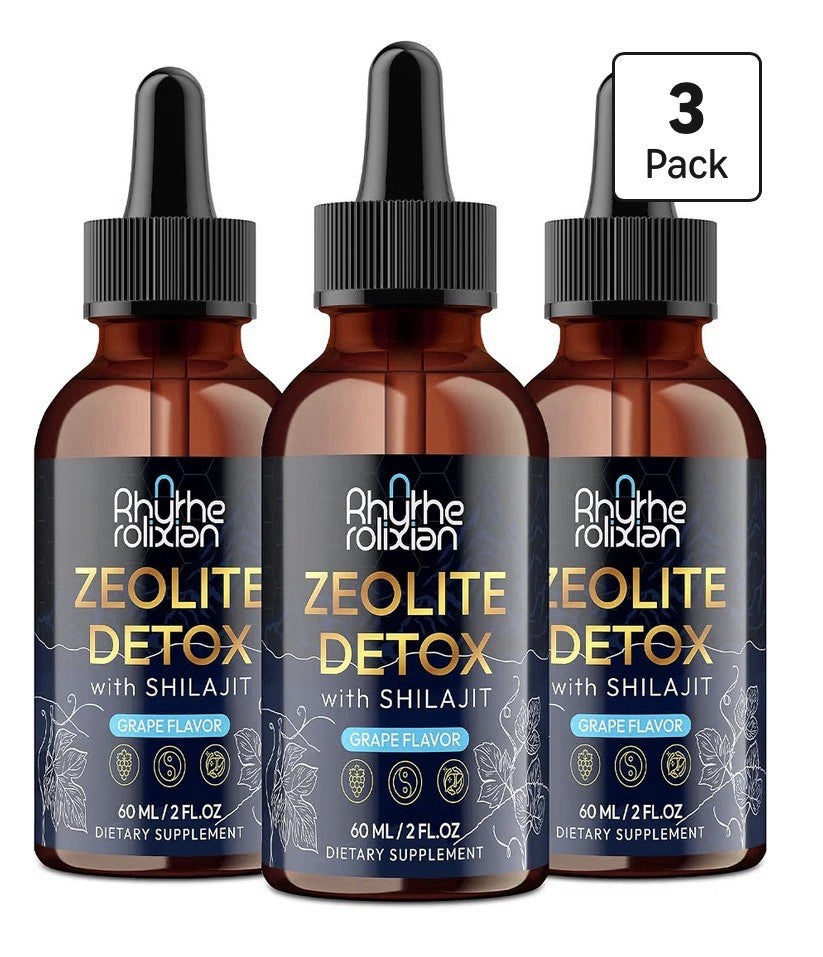 Rhytherolixian Zeolite Detox With Shiljt Grape Flavor 3 Pack Liquid Drops