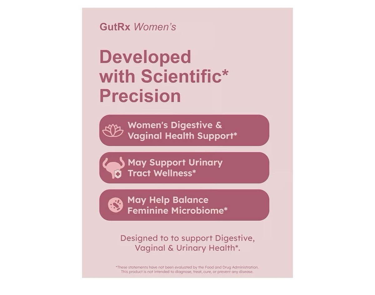 GutRX Women’s Probiotic Prebiotic Digestive Vaginal Urinary Support 30 Capsules