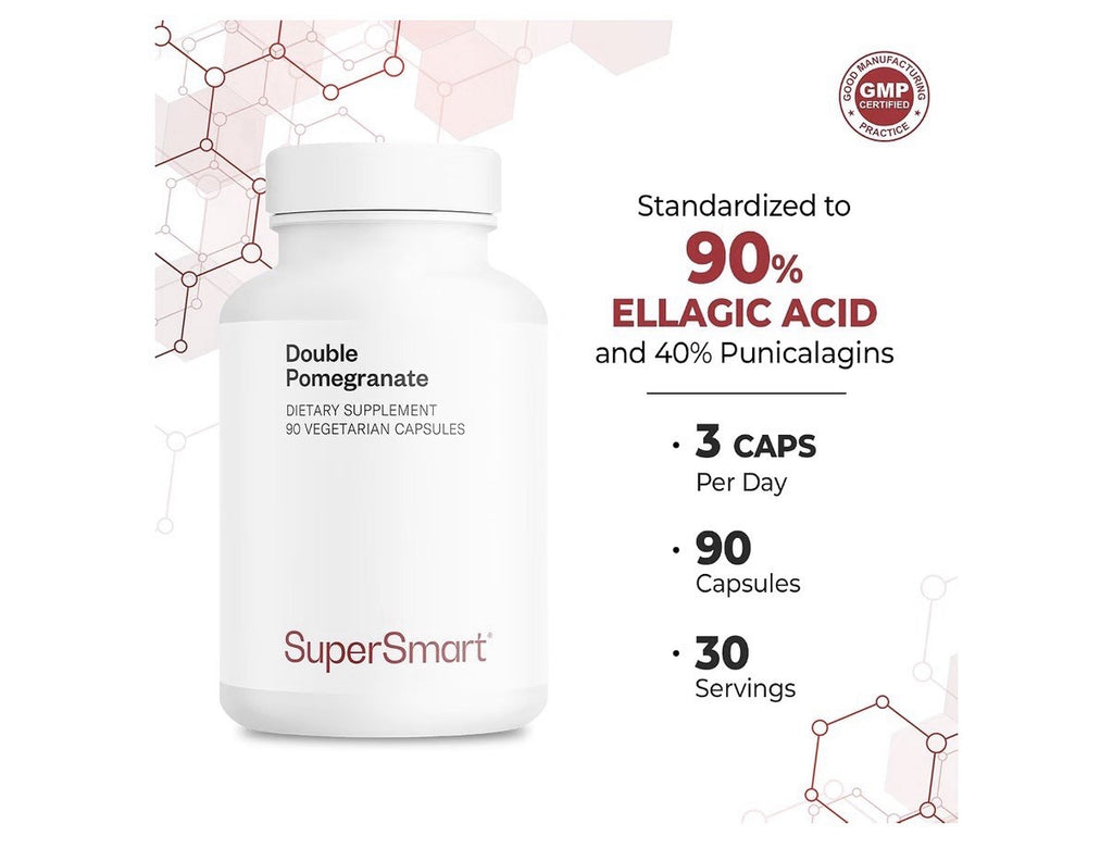 Supersmart Double Pomegranate 90% Ellagic Acid & 40% Punicalagins 90 Capsules