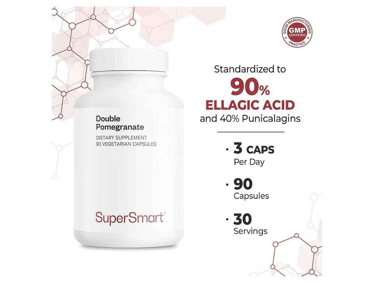Supersmart Double Pomegranate 90% Ellagic Acid & 40% Punicalagins 90 Capsules