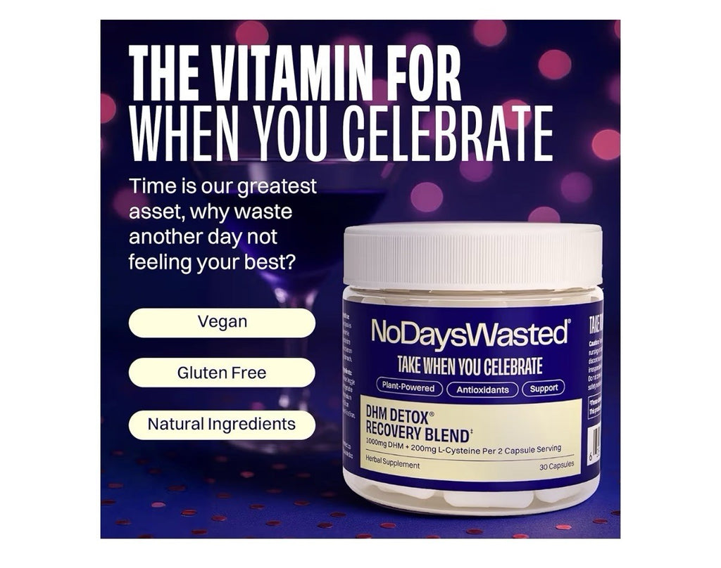 No Days Wasted Take When You Celebrate DHM Detox 30 Capsules (15 Servings) Jar