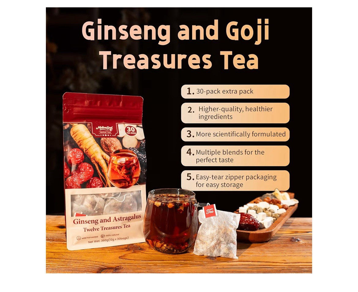 MellowSoul Ginseng Fifteen Treasure Tea Herbal Kidney Liver Cleanse Detox 30TBag