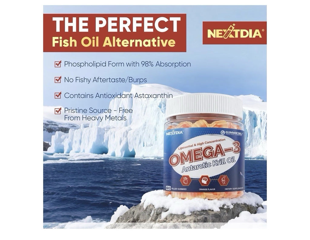 Nextdia Omega 3 Antarctic Krill Oil Gummies Fish Oil 60 Gummies