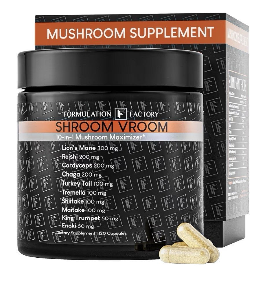 3 Pack Factory Formulat Shroom Vroom 10-in-1 Mushroom Maximizer 6 Month Supply