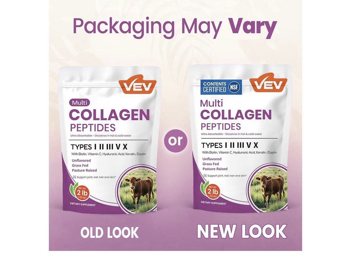 VEV Multi Collagen Peptides Powder Types I, II, III, V & X Unflavored 82 Serving