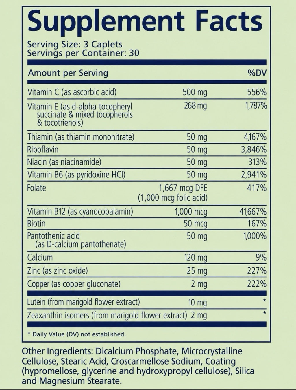 numaqula Eye Vitamins AREDS2 Based Formula Macular Support 90 Capsules
