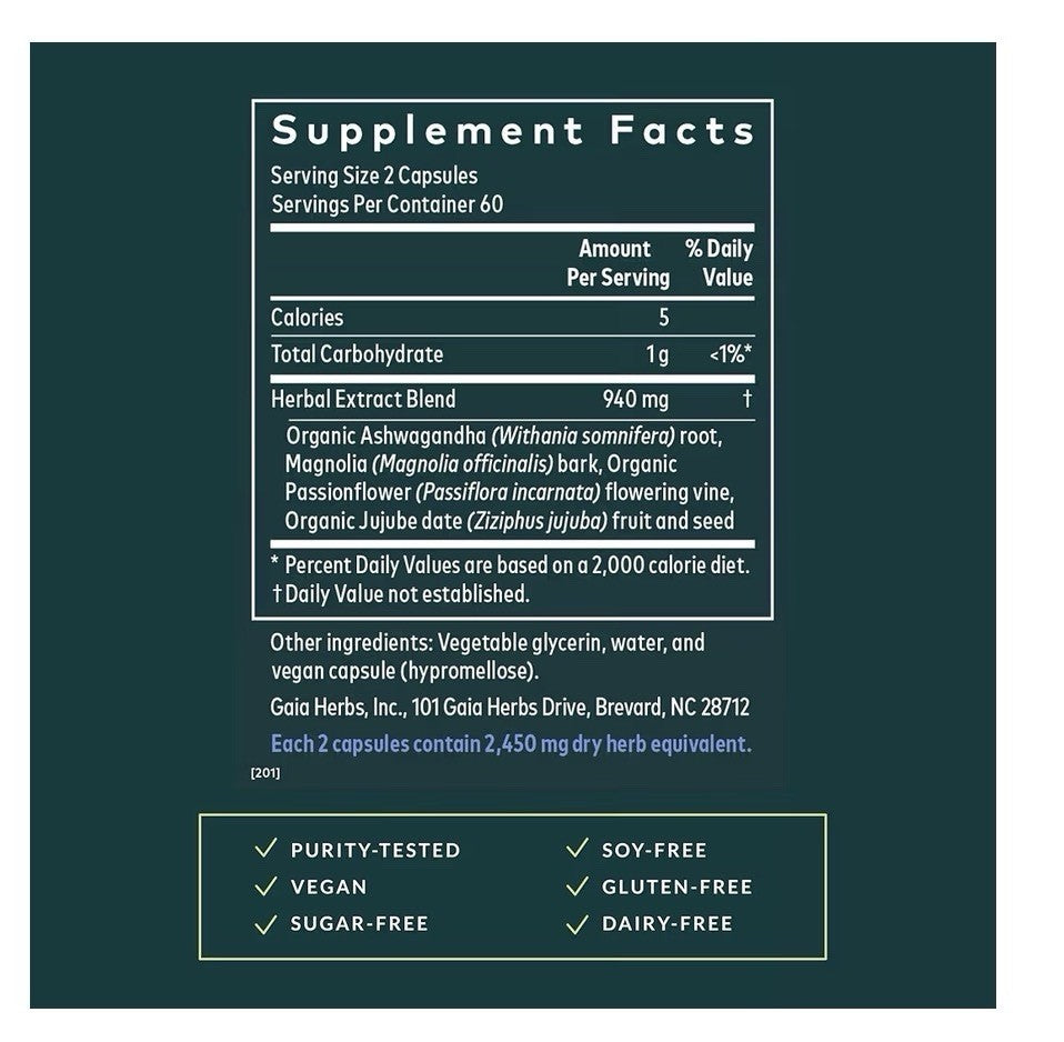 Gaia Herbs SleepThru Sleep Support Supplement with Ashwagandha Root 120 Capsules