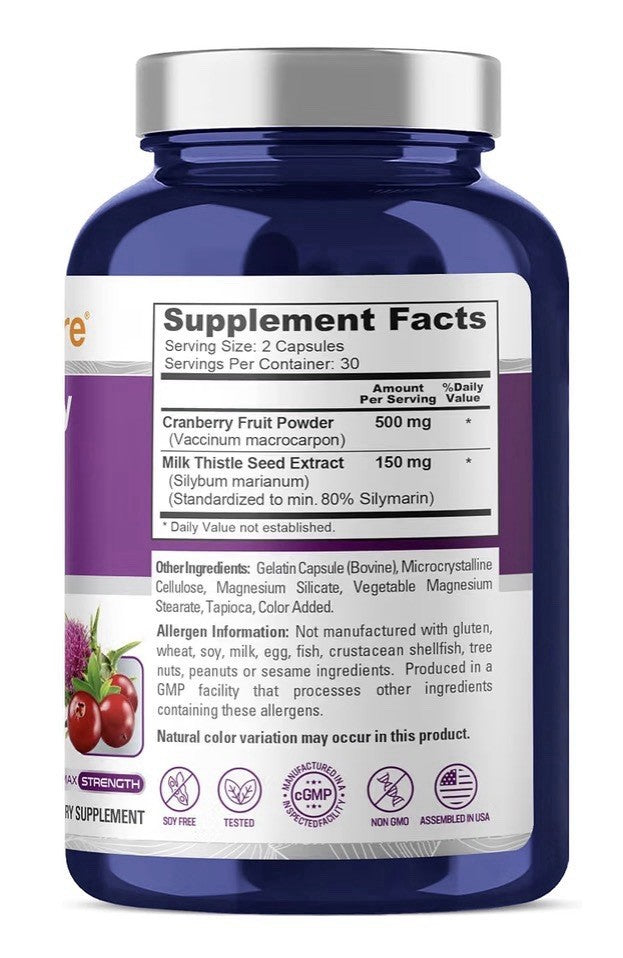 NusaPure Liver & Kidney Support 650mg With Cranberry & Milk Thistle 60 Capsules