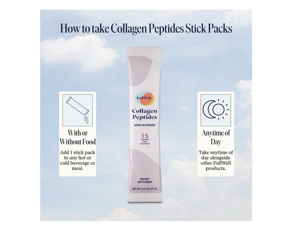 FullWell Collagen Peptides Powder Sticks Unflavored Skin Health 30 Sticks