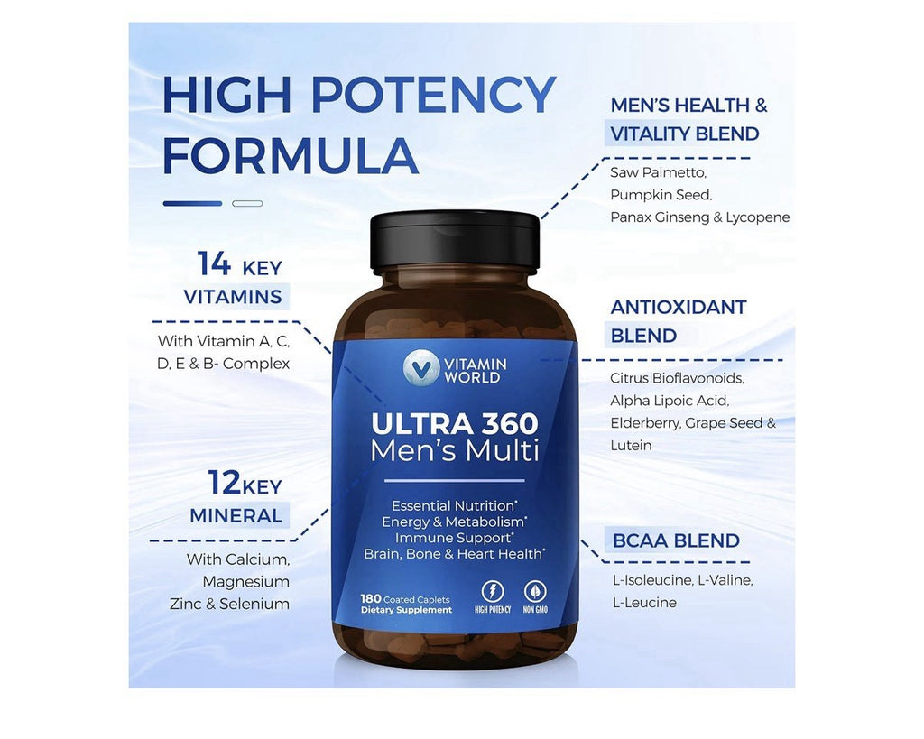Vitamin World Ultra 360 Men’s Multi Multivitamin Energy Performance Support 180c