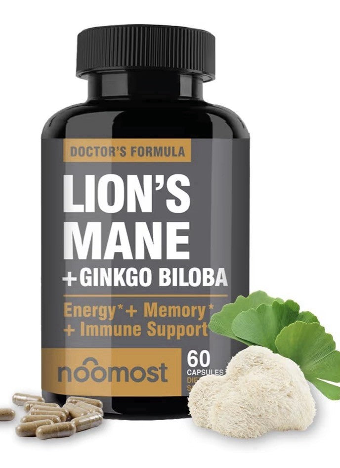 NooMost Lions Mane Mushroom Supplement 1080mg Energy Memory Immune Support 60cap