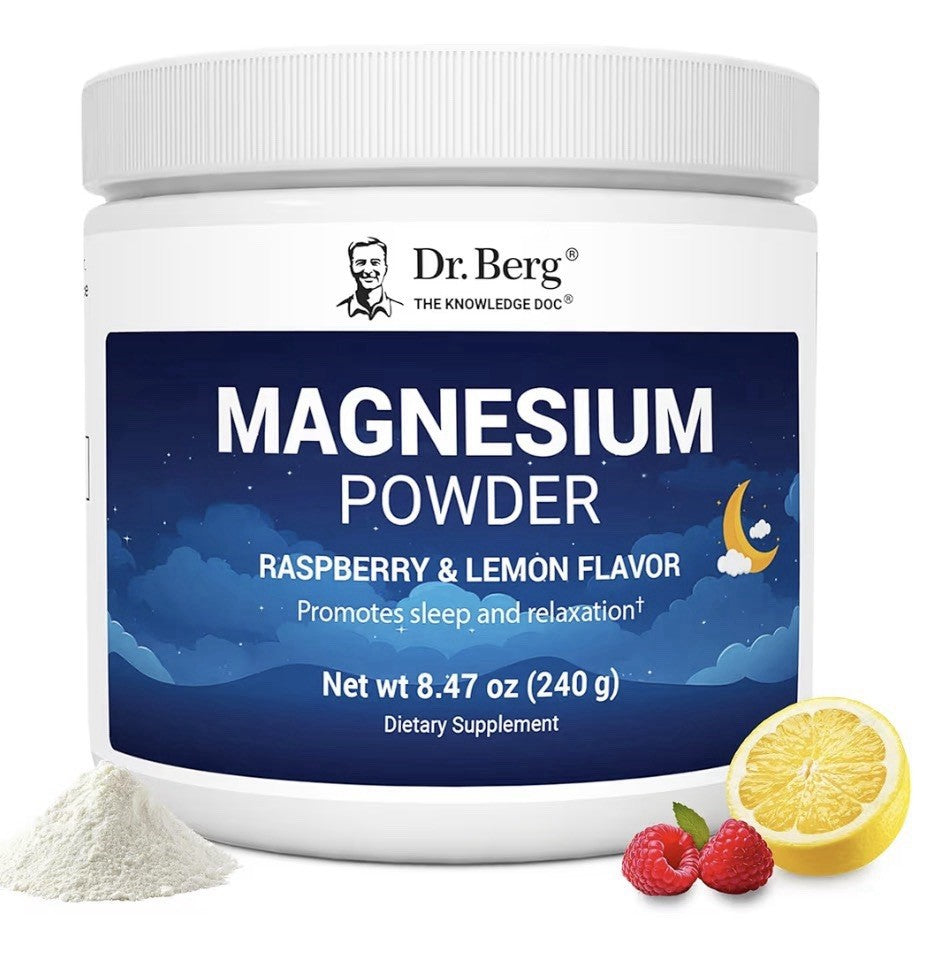 Dr. Berg Magnesium Powder Raspberry Lemon Flavor Sleep Relaxation Stress Relief