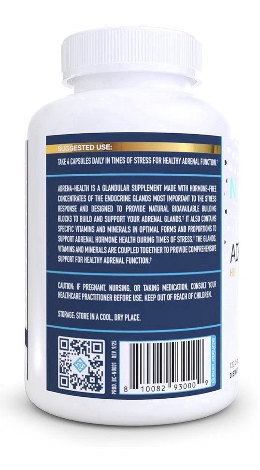 NuEthix Formulations Adrena-Health Healthy Adrenal System Support 120 Capsules