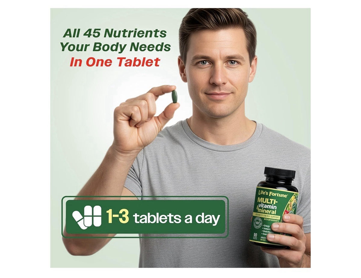 Life's Fortune Multivitamin Mineral Energy Immunity Brain Overall Wellness 90Tab