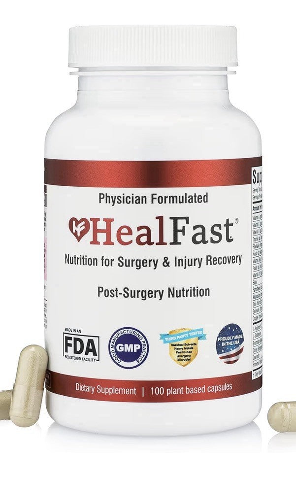 HealFast Post Surgery & Injury Recovery Supplement Supports Healing 100 Capsules
