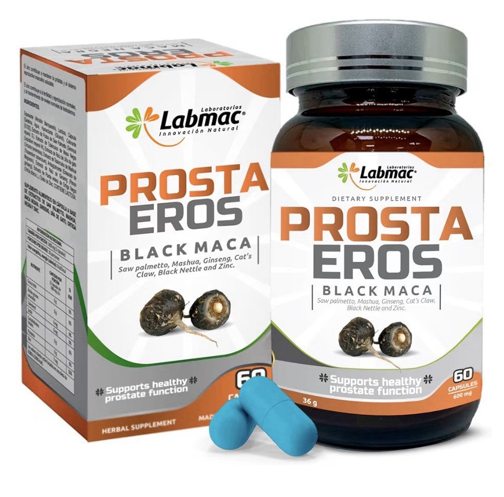 Prosta Eros Black Maca Prostate Support Supplement 7 Natural Ingredients 60 Caps