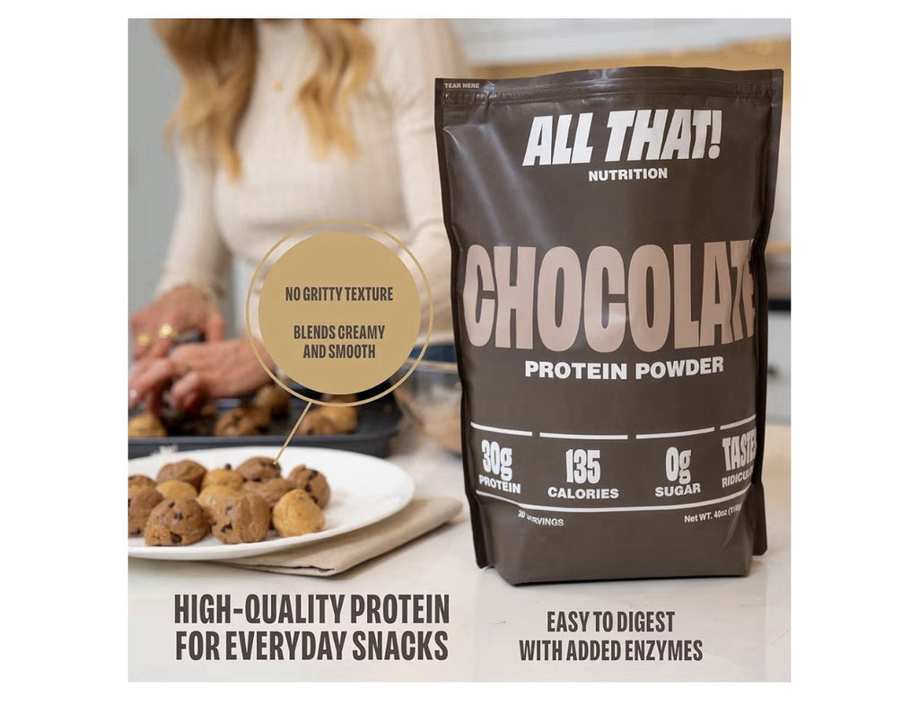 ALL THAT! NUTRITION Chocolate Protein Powder Whey Protein 30 Servings