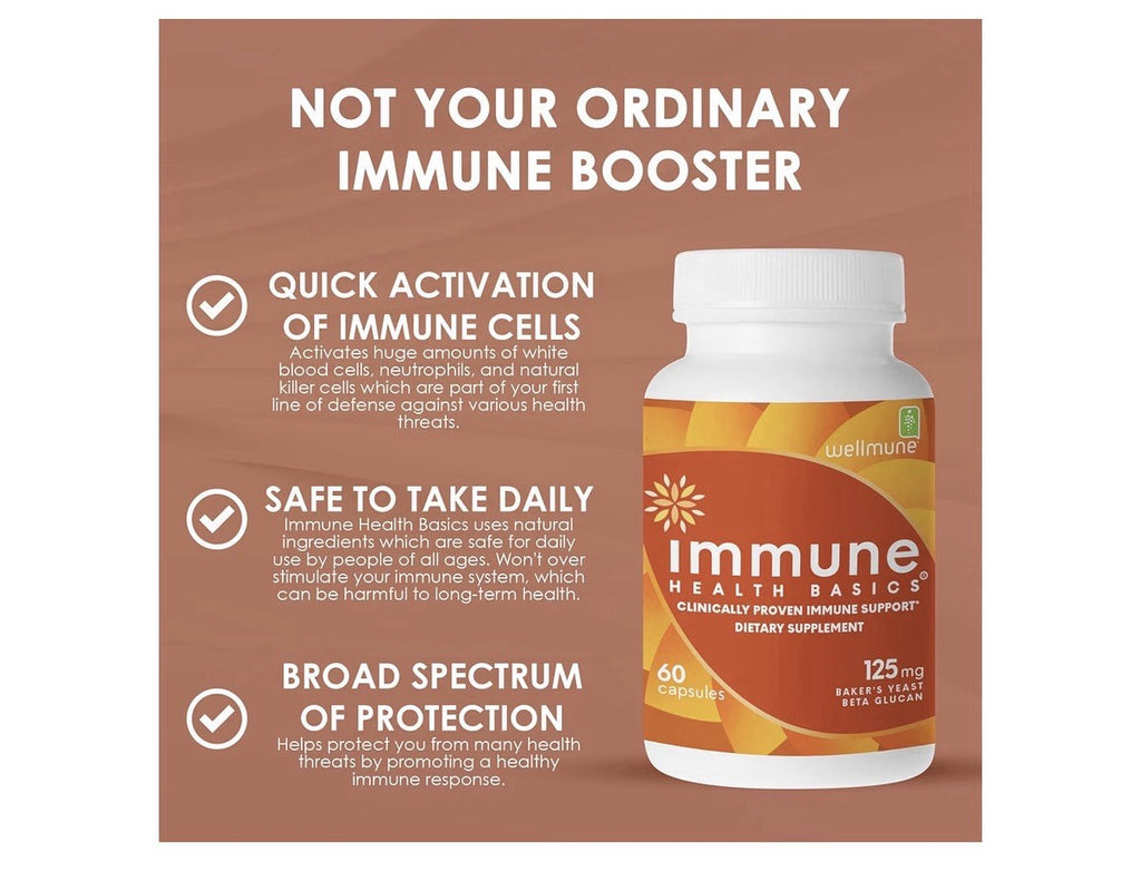 Immune Health Basics Wellmune Immune Support 125mg Beta Glucan Supplement 60caps