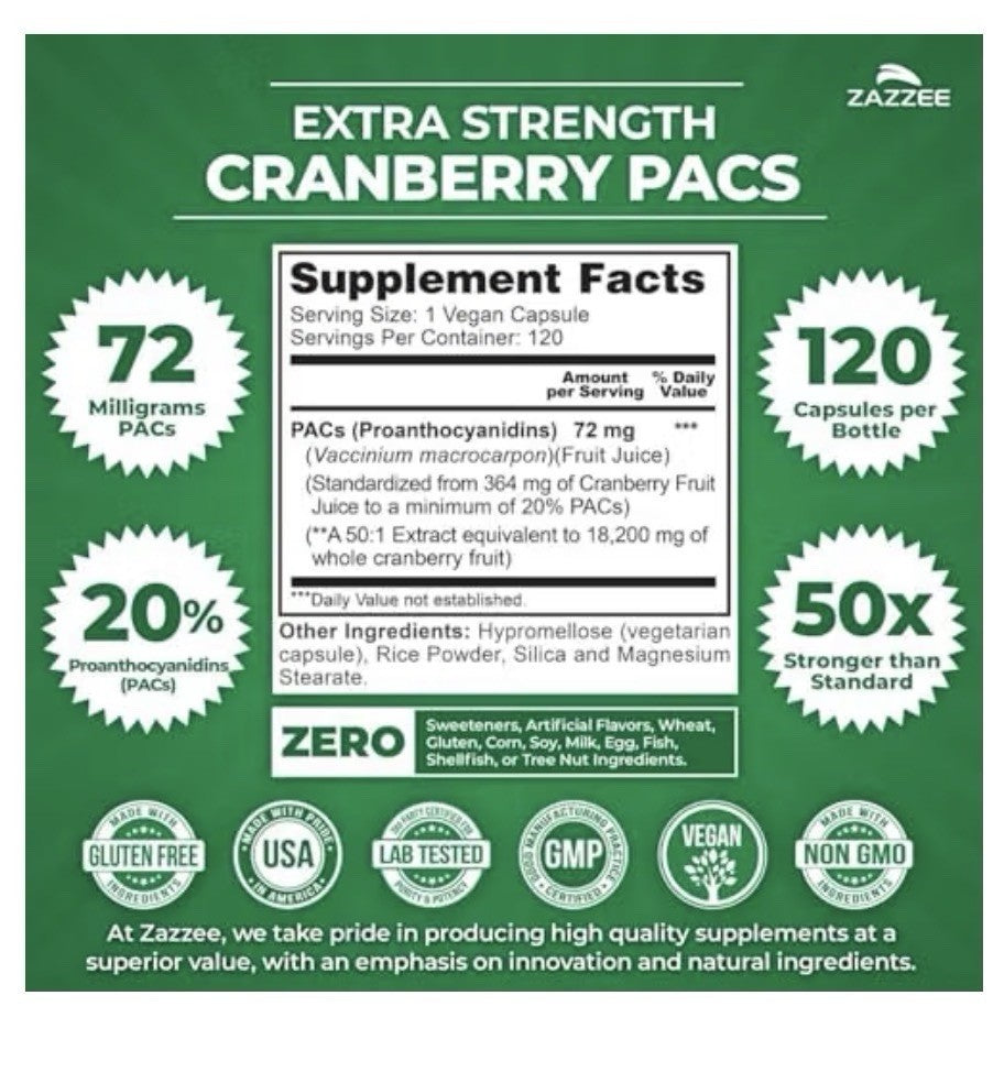 Zazzee Ultimate Urinary Tract Support Bundle D-Mannose Plus Cranberry Extract