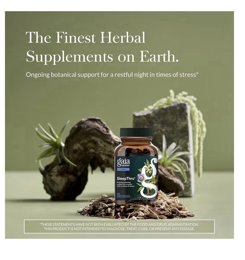 Gaia Herbs SleepThru Sleep Support Supplement with Ashwagandha Root 120 Capsules