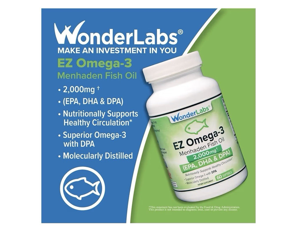 Wonder Laboratories EZ Omega-3 Atlantic Menhaden Fish Oil Supplement 2000mg 180s