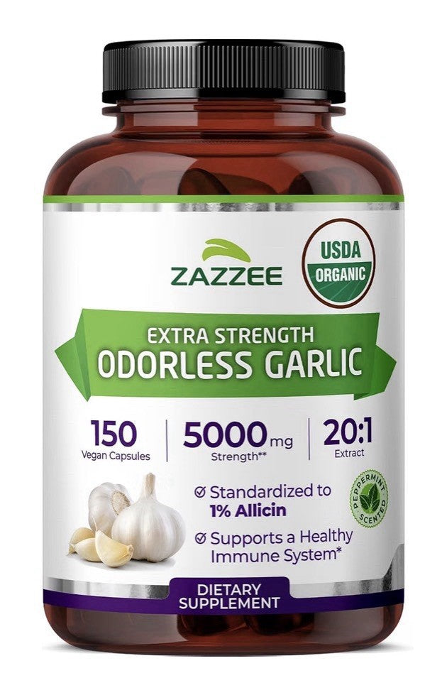 Zazzee Odorless Garlic 1% Allicin Immune Circulation Heart Support 5Month Supply