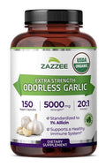 Zazzee Odorless Garlic 1% Allicin Immune Circulation Heart Support 5Month Supply