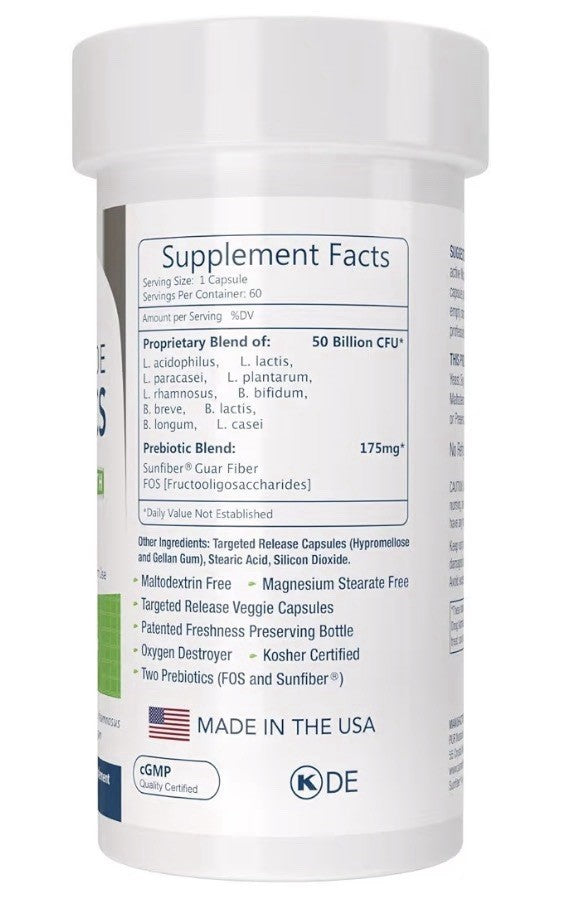 PUR Nutraceuticals Probiotics Clinical Grade 50 Billion CFUs Prebiotic 60capsule