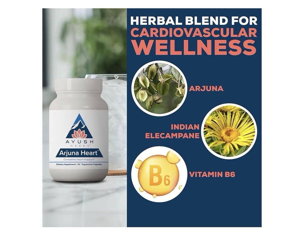 Ayush Herbs Arjuna Heart Complete Heart Support Supplement For Women & Men 90cap