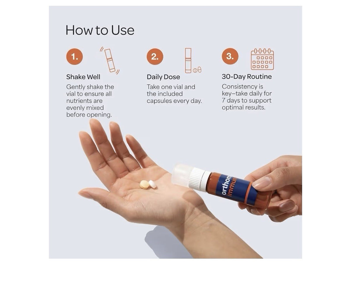 Orthomol Immun Immune Support Vials for Adults For Daily Health 7 Day Supply