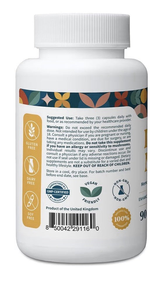 Pattern Wellness Lion’s Mane Mushroom Memory Focus Immune Support Cognitive 90ca