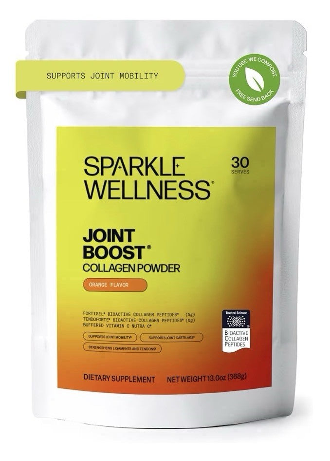 Sparkle Wellness Joint Boost Collagen Powder Mobility Ligament Health Orange