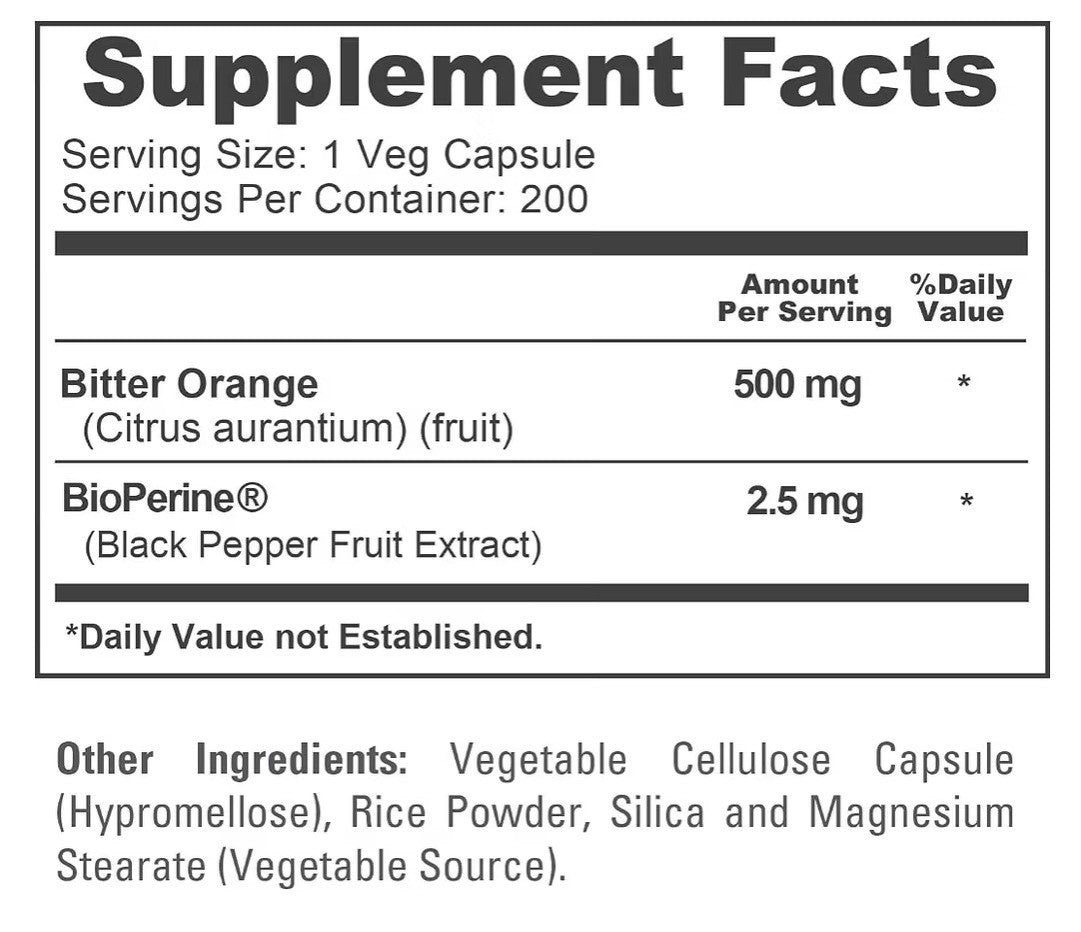 NusaPure Bitter Orange 500mg 200 Veg Capsules 200 Servings High Absorption