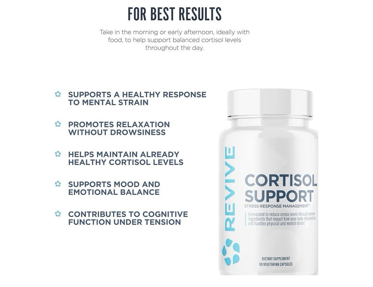 Revive Cortisol Support Supplement Support Health Stress Energy Fatigue 90 Caps