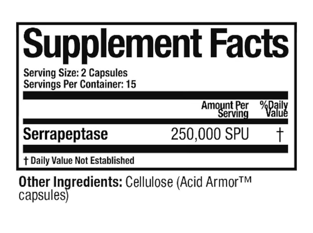 Arthur Andrew Medical Serretia Serrapeptase Pure Formula Sinus Support 30Capsule