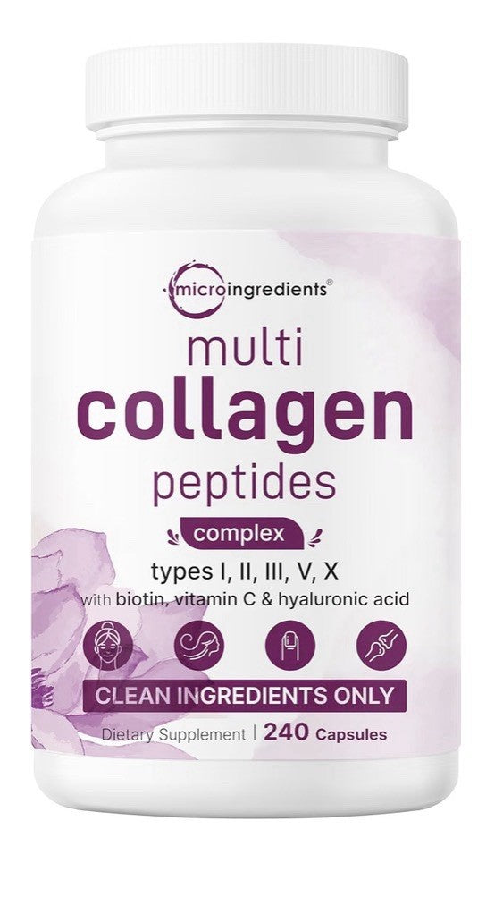 Micro Ingredients Multi Collagen Peptides Complex Type I, II, III, V, X 240 Caps