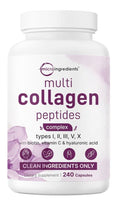 Micro Ingredients Multi Collagen Peptides Complex Type I, II, III, V, X 240 Caps