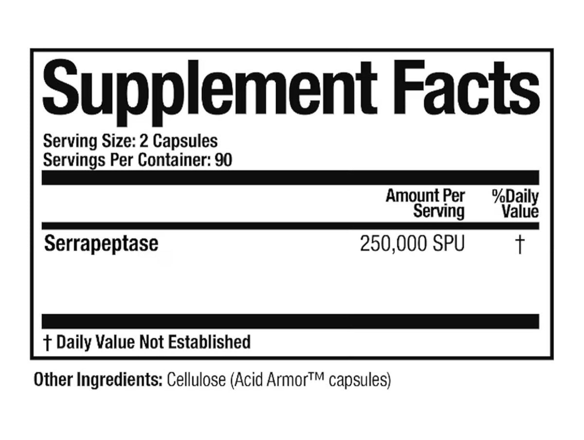 Arthur Andrew Medical Serretia Serrapeptase Pure Formula Sinus Support 180 Caps