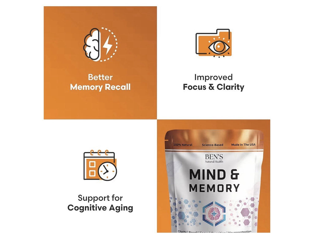 Ben's Natural Health Mind & Memory Nootropic Clarity Recall Focus Support 90caps