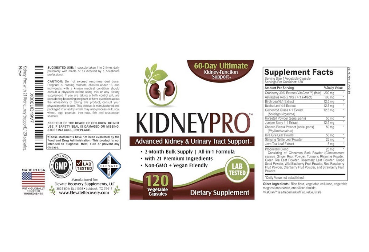 KidneyPRO Advances Kidney & Urinary Tract Support Supplement Women & Men 120Caps