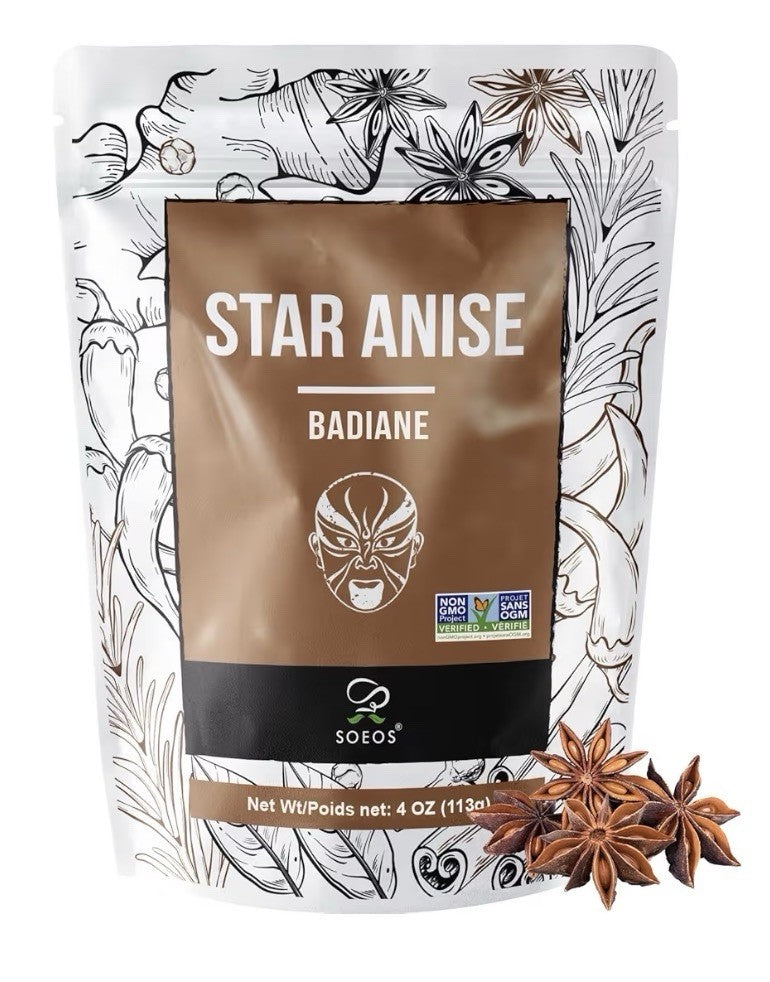 Soeos Star Anise Dried For Beverages, Cooking, Baking Whole Star Anise 4oz