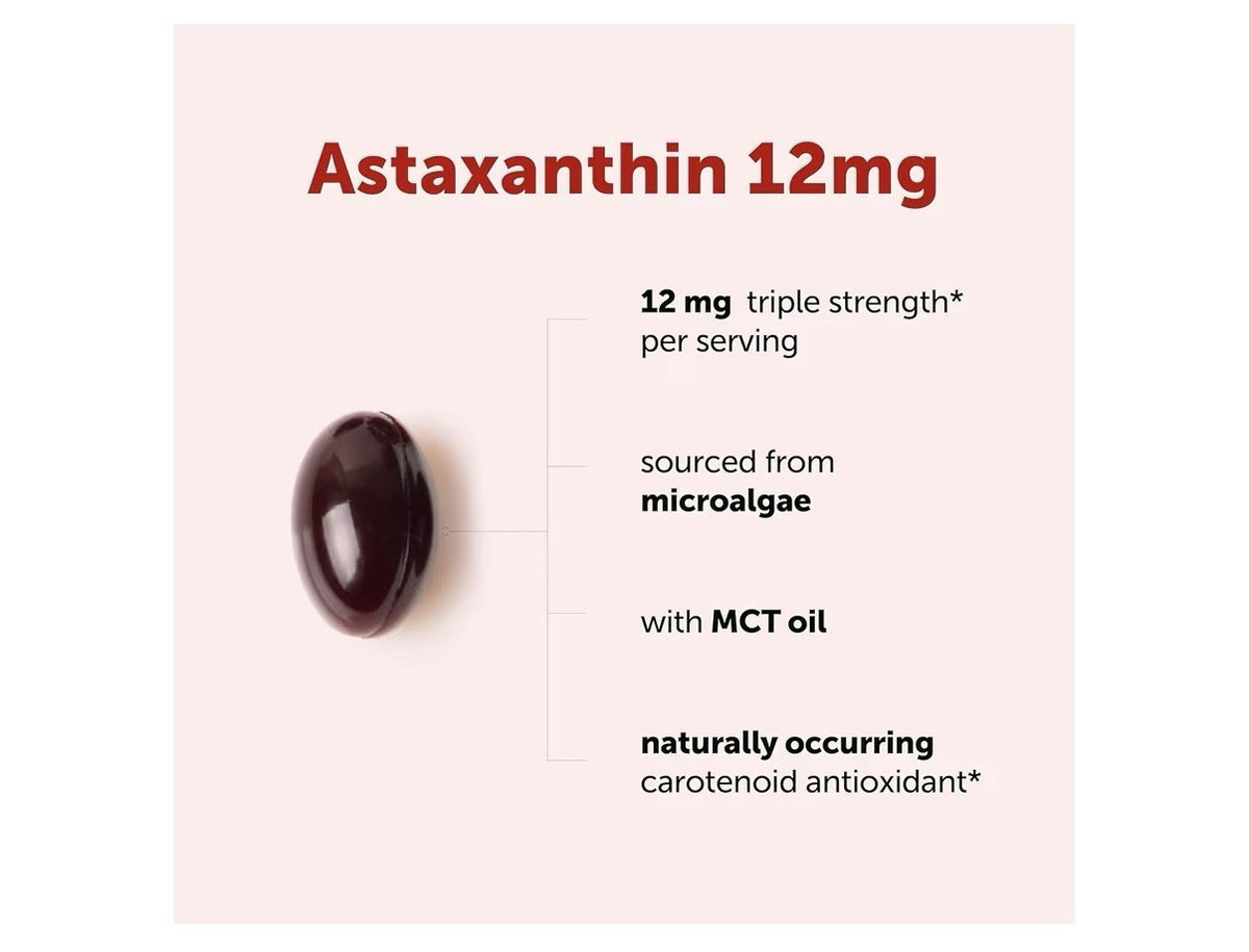 Micro Ingredients Astaxanthin 12mg From Microalgae Triple Strength 90 Softgels