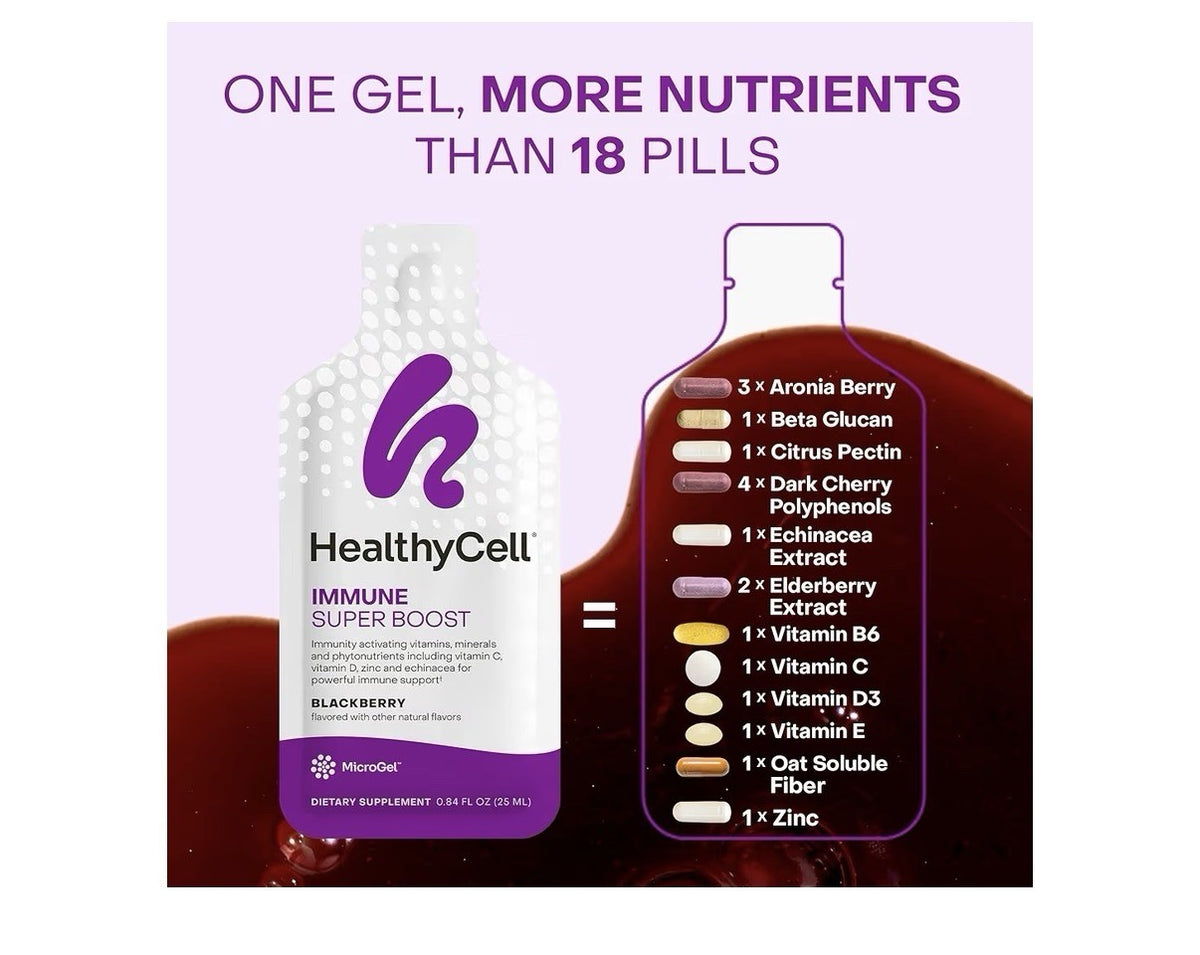 Healthycell Immune Support Gel Super Boost Daily Liquid Supplement 30 Gel Pack