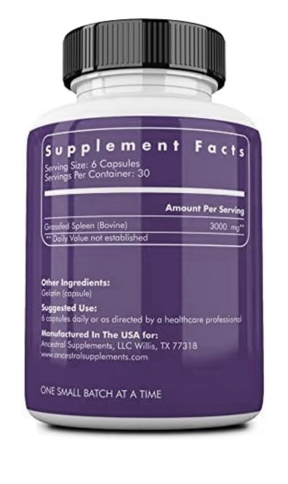 2 Pack Ancestral Supplements Beef Spleen Grass Fed Supplement Pasture Raised