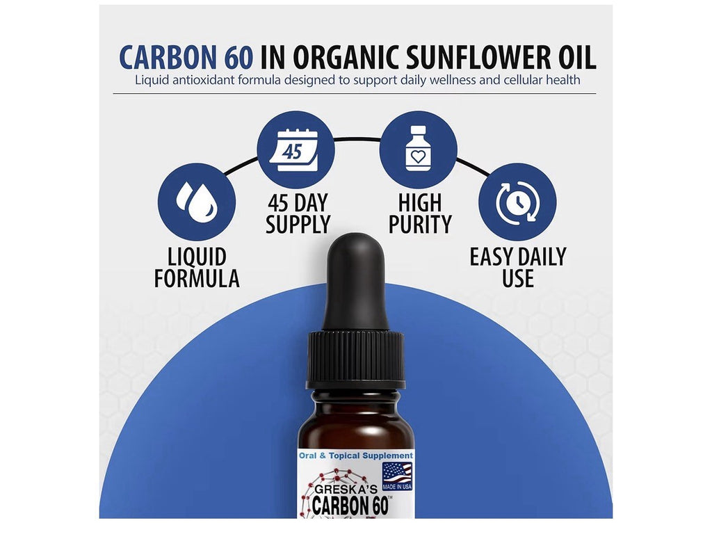 Greska's Carbon60 Organic Sunflower Oil Health Energy Vitality 15day Supply 10ml