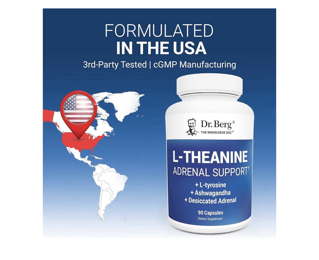 Dr. Berg L-Theanine Adrenal Support + L-Tyrosine + Ashwagandha 90 Capsules